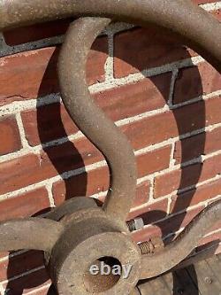 C. 1890 Iron Fly Wheel, Ornate Spokes, No Cracks 22 Dia & 44 Lbs, Old Factory