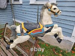 Child's Size Old Wood Horse Wooden Carousel Horse Merry Go Round Antique Vintage