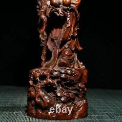 Chinese Antique Vintage Boxwood Carved Religious Figurines Statues Old Buddha