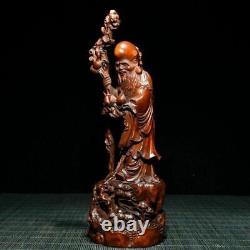 Chinese Antique Vintage Boxwood Carved Religious Figurines Statues Old Buddha