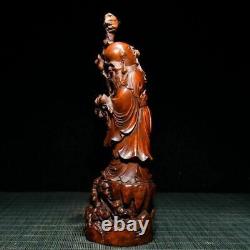 Chinese Antique Vintage Boxwood Carved Religious Figurines Statues Old Buddha