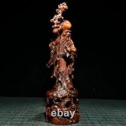 Chinese Antique Vintage Boxwood Carved Religious Figurines Statues Old Buddha