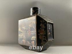 Collec Antique Vintage Old Wooden Painted Figure-Story Scenery Gilding Bottle