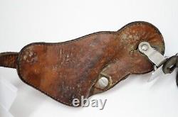 Crocket Old Cowboy Western Boot Spurs Engraved Silver Overly Panel Antique Vtg