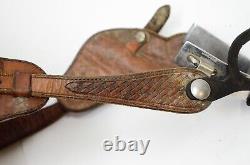 Crocket Old Cowboy Western Boot Spurs Engraved Silver Overly Panel Antique Vtg