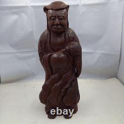 DARUMA MONK MASTER Buddha Wooden Statue 14.1 inch Old Japan Vintage Figurine Art