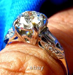 Deco Old European Cut Diamond Platinum Engagement Ring Antique Vintage Solitaire