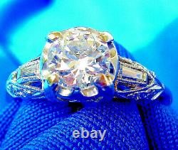 Deco Old European Cut Diamond Platinum Engagement Ring Antique Vintage Solitaire