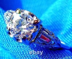 Deco Old European Cut Diamond Platinum Engagement Ring Antique Vintage Solitaire