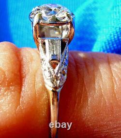 Deco Old European Cut Diamond Platinum Engagement Ring Antique Vintage Solitaire