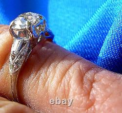 Deco Old European Cut Diamond Platinum Engagement Ring Antique Vintage Solitaire