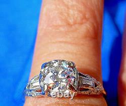 Deco Old European Cut Diamond Platinum Engagement Ring Antique Vintage Solitaire