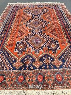 Delightful Old Sharbabaki Rug Geometric Hand Knotted Wool Rug