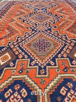 Delightful Old Sharbabaki Rug Geometric Hand Knotted Wool Rug