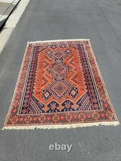 Delightful Old Sharbabaki Rug Geometric Hand Knotted Wool Rug