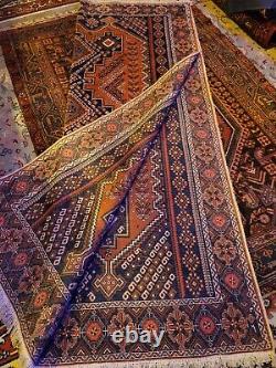 Delightful Old Sharbabaki Rug Geometric Hand Knotted Wool Rug