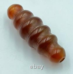 Dzi Old Antique Agate Carnelian Stone Vintage Long Amulet Jewelry Bead Pendant