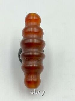 Dzi Old Antique Agate Carnelian Stone Vintage Long Amulet Jewelry Bead Pendant