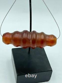 Dzi Old Antique Agate Carnelian Stone Vintage Long Amulet Jewelry Bead Pendant