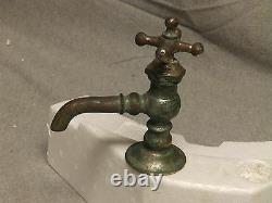 Early Antique Nickel Brass Hot Or Cold Sink Faucet Old Peck Bros Plumbing 35-18J