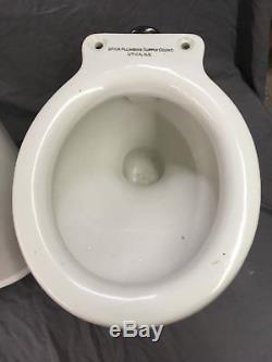 Early Antique White Porcelain Complete Toilet Bowl Kidney Tank Old Vtg 35-18E