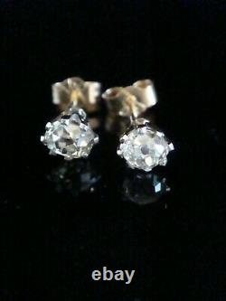 Edwardian 18ct yellow gold old cut diamond 0.75ct solitaire stud earrings