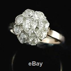 Edwardian Old Mine Cut Diamond 14k Yellow Gold Platinum Ring Engagement Halo