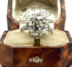 Estate Art Deco 5.03 Ct. Old European Cut Diamond Platinum Engagement Ring