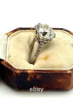 Estate Art Deco 5.03 Ct. Old European Cut Diamond Platinum Engagement Ring