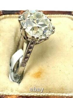 Estate Art Deco 5.03 Ct. Old European Cut Diamond Platinum Engagement Ring