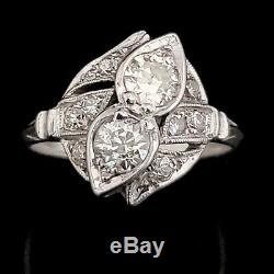 Estate Old European Cut Diamond 14k White Gold Toi At Moi Ring Gift