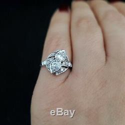 Estate Old European Cut Diamond 14k White Gold Toi At Moi Ring Gift