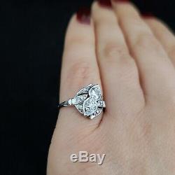 Estate Old European Cut Diamond 14k White Gold Toi At Moi Ring Gift