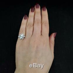 Estate Old European Cut Diamond 14k White Gold Toi At Moi Ring Gift