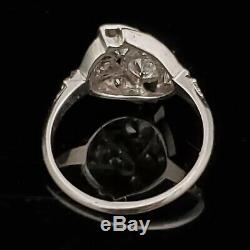 Estate Old European Cut Diamond 14k White Gold Toi At Moi Ring Gift