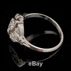 Estate Old European Cut Diamond 14k White Gold Toi At Moi Ring Gift