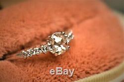 Estate antique vintage platinum ring w. 52 ct old mine cut oval diamond center