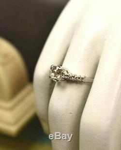 Estate antique vintage platinum ring w. 52 ct old mine cut oval diamond center