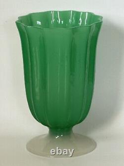 Exceptional Steuben Fine Antique Green Glass Vase Old Vintage Modern Art Deco