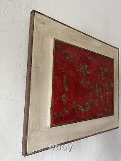 FINE ANTIQUE MODERN ABSTRACT RED EXPRESSIONIST OIL PAINTING OLD VINTAGE 1950s