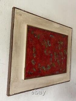 FINE ANTIQUE MODERN ABSTRACT RED EXPRESSIONIST OIL PAINTING OLD VINTAGE 1950s