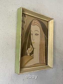 Fine Antique Art Deco Woman Portrait Painting Old Vintage Modern Cubism Cubist