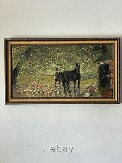 Fine Old Antique Horse Plein Air Landscape Impressionist Oil Painting Vintage