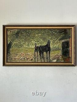 Fine Old Antique Horse Plein Air Landscape Impressionist Oil Painting Vintage