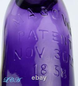 GIGANTIC Deep Purple HALF GALLON antique MASON 1858 PATENT fruit jar OLD CLEAN