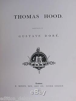 GUSTAVE DORE Rare 1870 FOLIO Thomas Hood PHOTO ILLUSTRATION Antique Old Book VTG