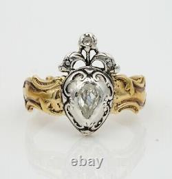 Georgian Old Mine Diamond Heart 18 KT Ring