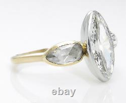 Gia 2.55ct Antique Vintage Old Marquise Diamond Engagement Wedding Ring 18k Yg