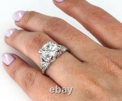 Gia 3.14ct Antique Edwardian Deco Old European Diamond Solitaire Engagement Ring