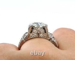 Gia 3.14ct Antique Edwardian Deco Old European Diamond Solitaire Engagement Ring
